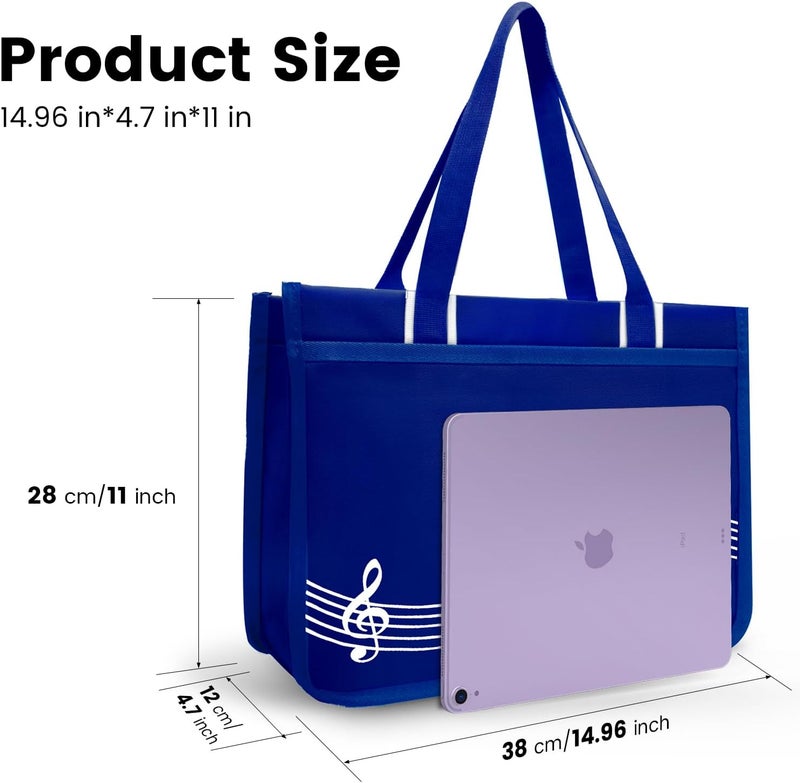 BestSounds Piano Bag, Zipper Waterproof Music Book Tote Bag Piano Accessories for Students Kids, Women, Gifts for Musicians (Dark Blue Music) - Image 4